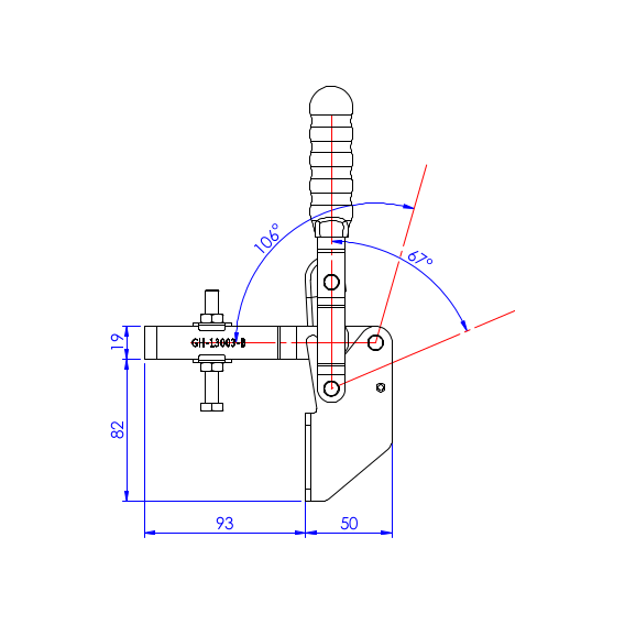Dociskacz pionowy 300 kg -  STAL CYNKOWANA