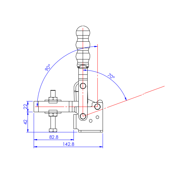 Dociskacz pionowy 350 kg - STAL CYNKOWANA