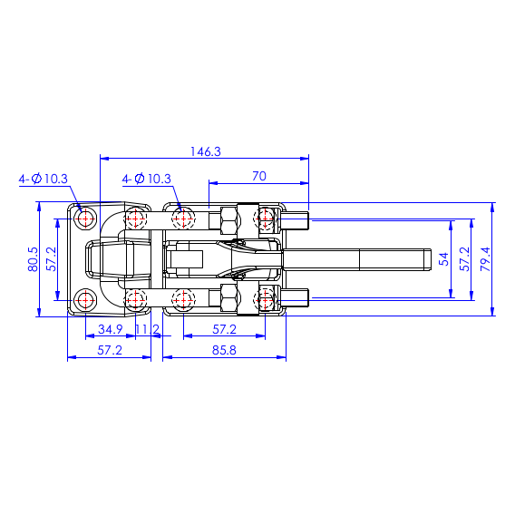 Zapięcia poziome 3400 kg - STAL NIERDZEWNA