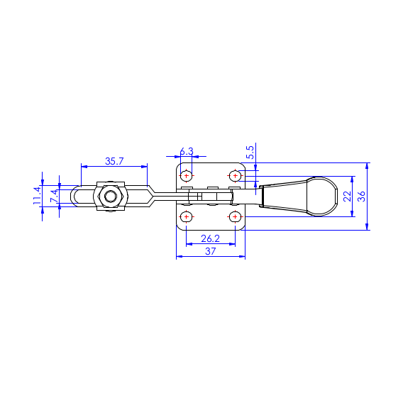 Dociskacz poziomy  90 kg - STAL CYNKOWANA