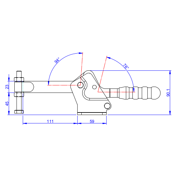 Dociskacz poziomy 350 kg - STAL CYNKOWANA
