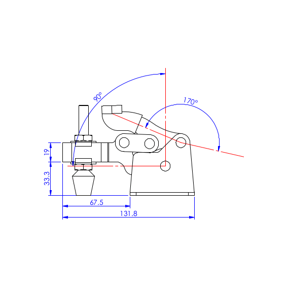 Dociskacz pionowy 320 kg  - STAL CYNKOWANA
