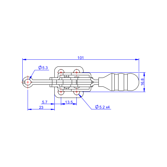 Dociskacz poziomy  75 kg - STAL CYNKOWANA