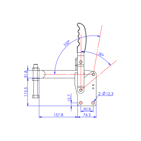 Dociskacz pionowy 550 kg - STAL CYNKOWANA