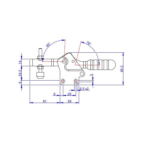 Dociskacz poziomy 150 kg - STAL CYNKOWANA