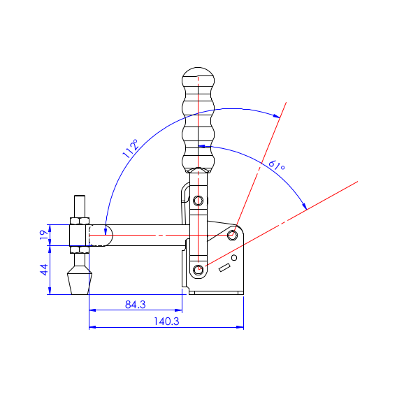 Dociskacz pionowy 340 kg - STAL CYNKOWANA