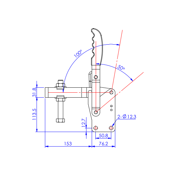 Dociskacz pionowy 550 kg - STAL CYNKOWANA