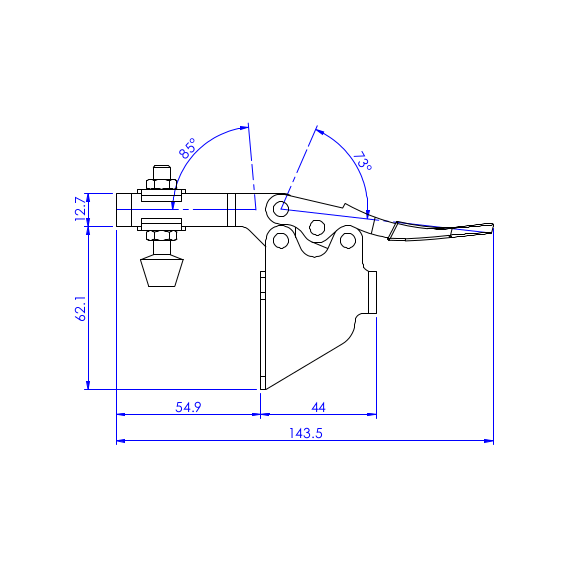 Dociskacz poziomy  90 kg - STAL CYNKOWANA