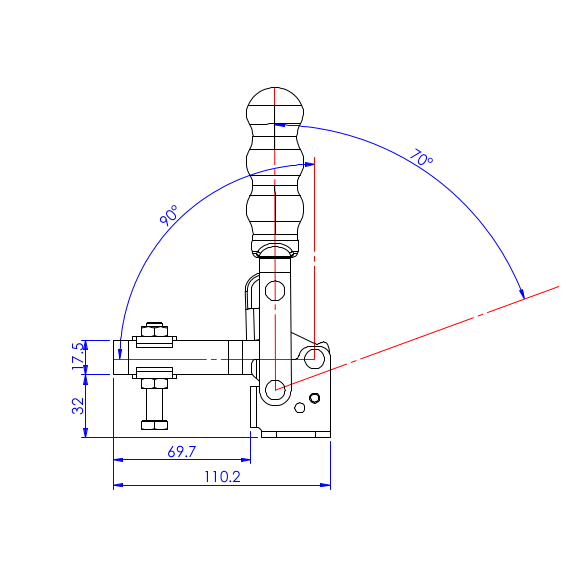Dociskacz pionowy 250 kg - STAL NIERDZEWNA