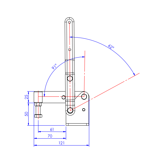 Dociskacz pionowy 400 kg - STAL CYNKOWANA