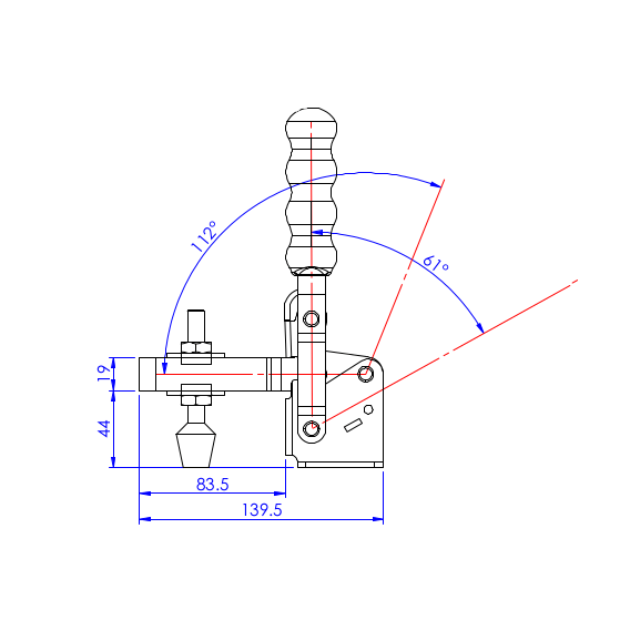 Dociskacz pionowy 340 kg - STAL CYNKOWANA