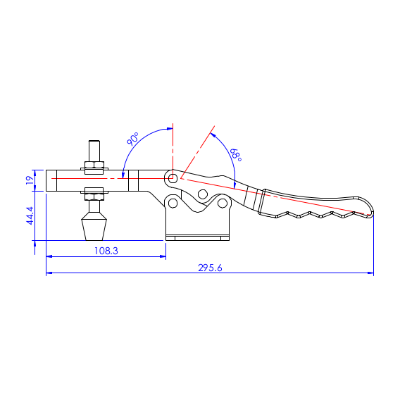 Dociskacz poziomy 340 kg - STAL CYNKOWANA
