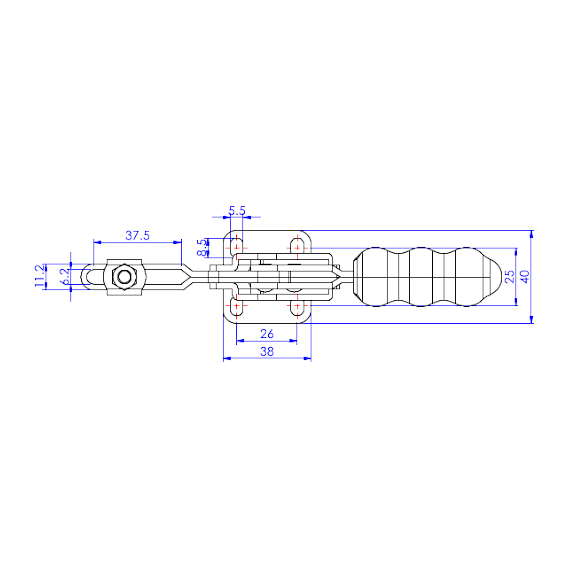 Dociskacz poziomy 150 kg - STAL NIERDZEWNA