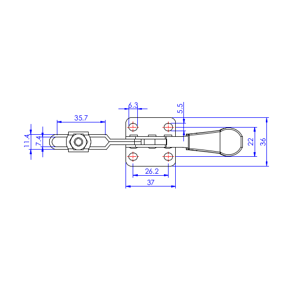 Dociskacz poziomy  90 kg - STAL NIERDZEWNA