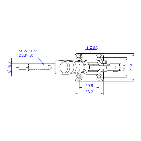 Dociskacz suwakowy  680 kg - STAL CYNKOWANA