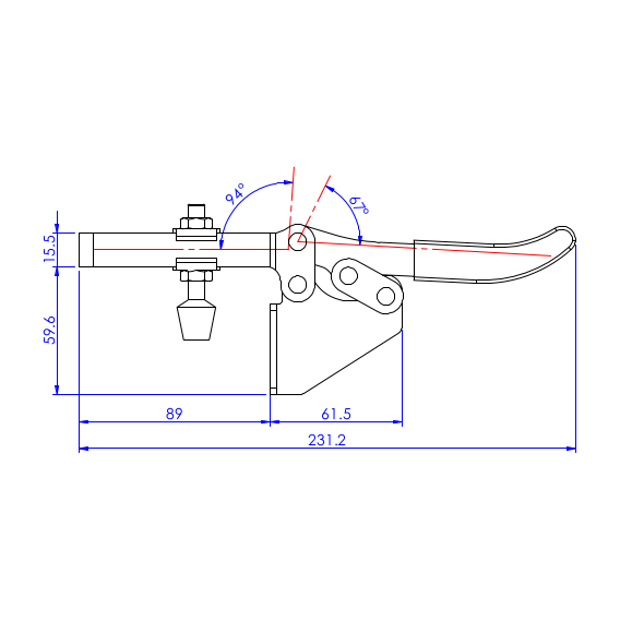 Dociskacz poziomy 227 kg - STAL CYNKOWANA