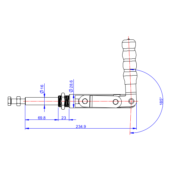 Dociskacz suwakowy  750 kg - STAL CYNKOWANA