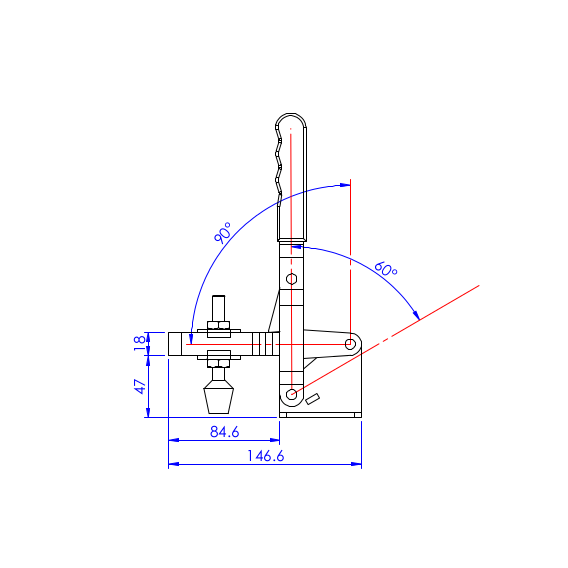 Dociskacz pionowy 360 kg - STAL CYNKOWANA