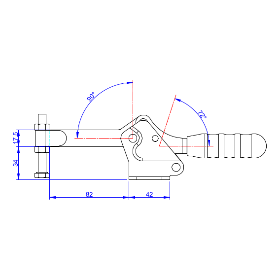 Dociskacz poziomy 250 kg - STAL CYNKOWANA
