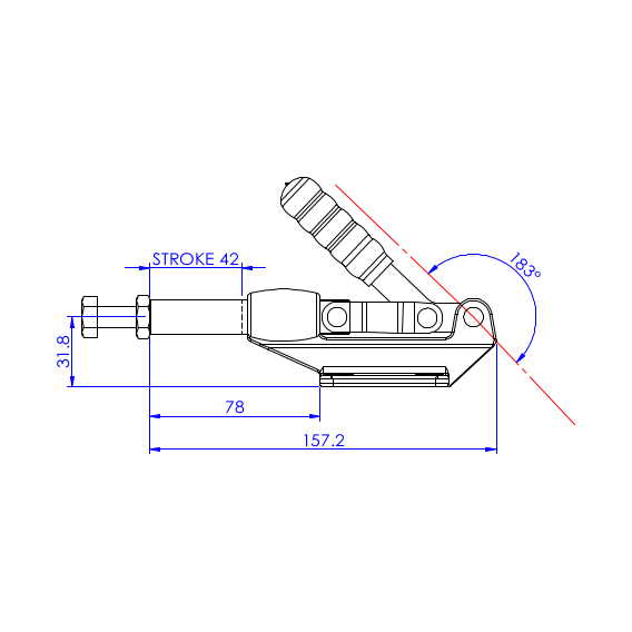 Dociskacz suwakowy  386 kg - STAL NIERDZEWNA