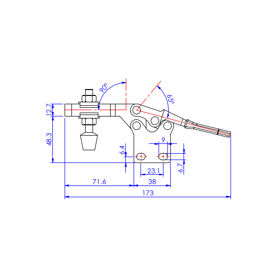 Dociskacz poziomy 227 kg - STAL CYNKOWANA