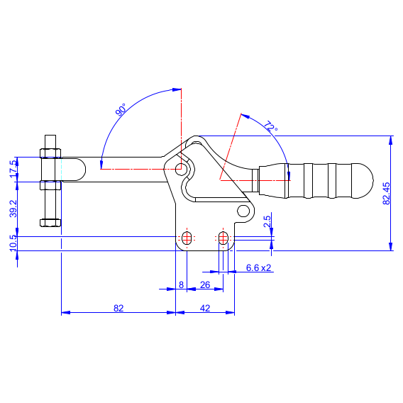 Dociskacz poziomy 250 kg - STAL CYNKOWANA