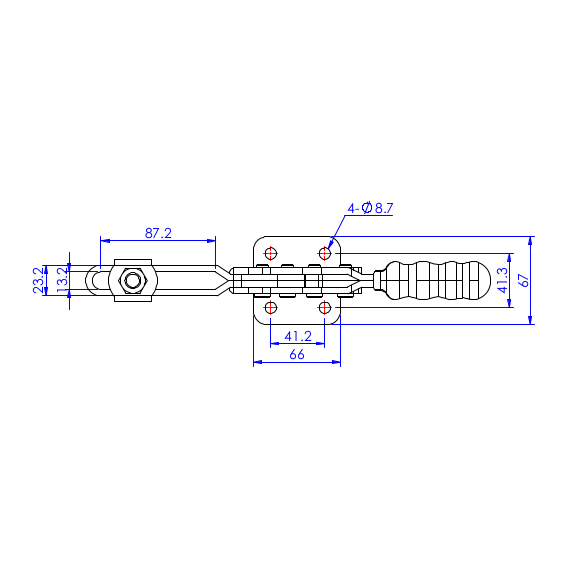 Dociskacz poziomy 450 kg - STAL CYNKOWANA