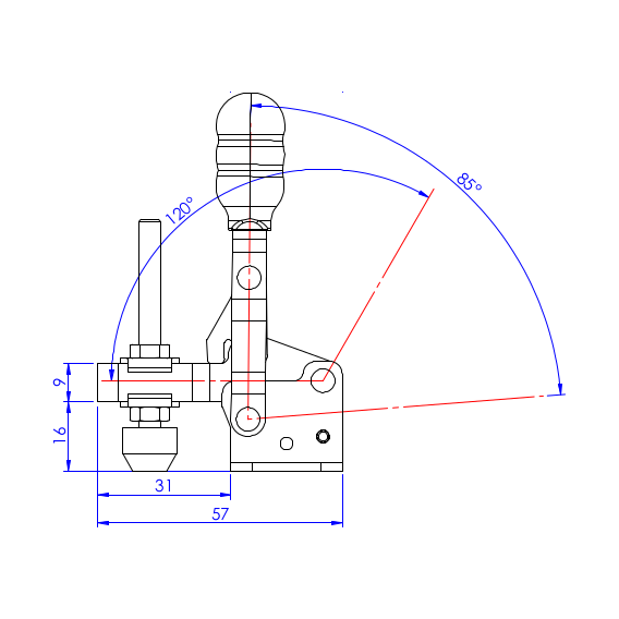 Dociskacz pionowy  75 kg - STAL NIERDZEWNA