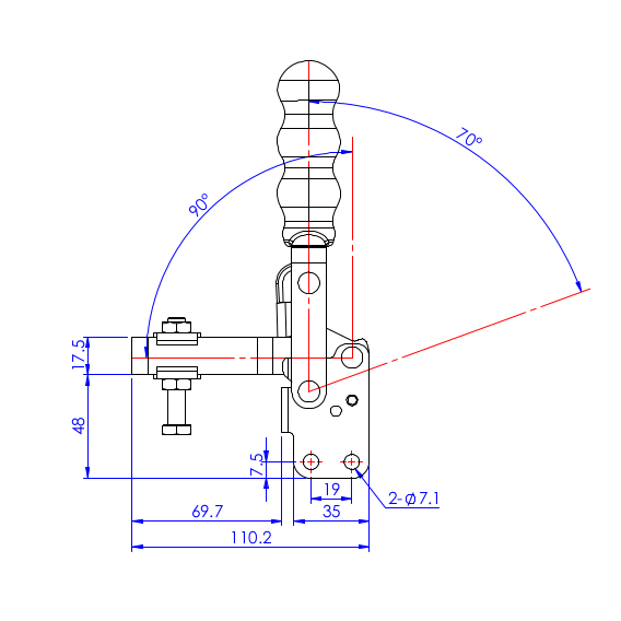 Dociskacz pionowy 250 kg - STAL CYNKOWANA