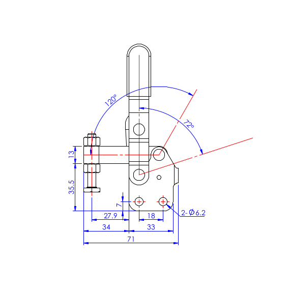 Dociskacz pionowy 100 kg - STAL CYNKOWANA