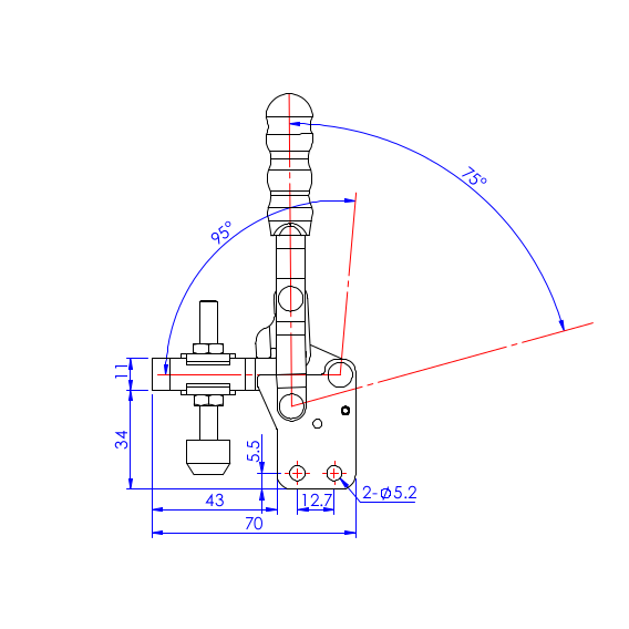 Dociskacz pionowy 150 kg - STAL CYNKOWANA