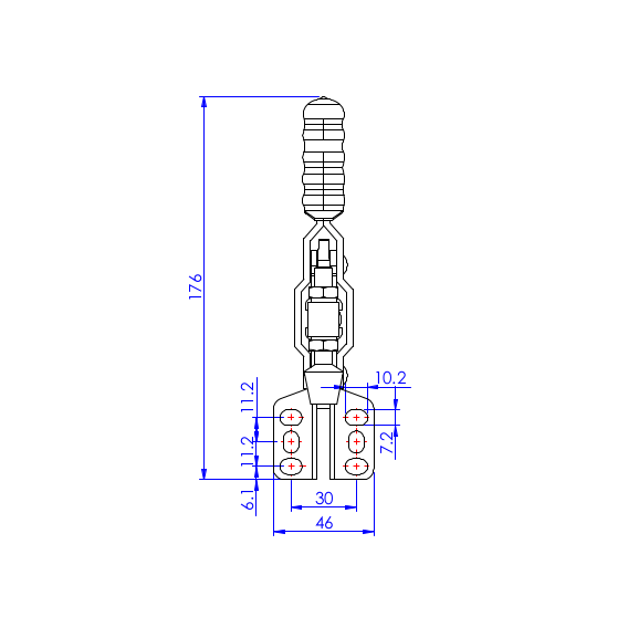 Dociskacz pionowy 227 kg -  STAL CYNKOWANA