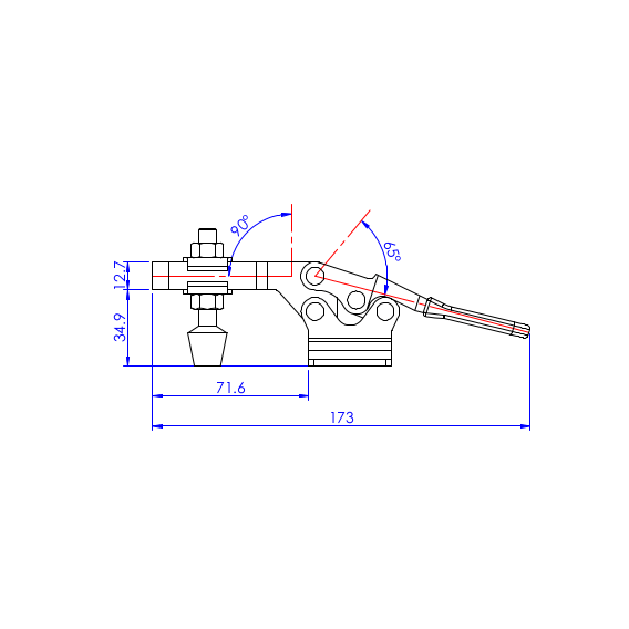 Dociskacz poziomy 227 kg - STAL CYNKOWANA