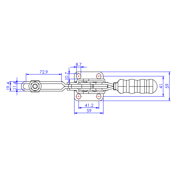 Dociskacz poziomy 350 kg - STAL CYNKOWANA