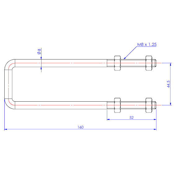 Pałąk M8x160mm - STAL NIERDZEWNA