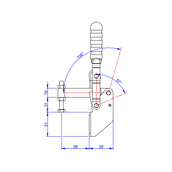 Dociskacz pionowy 300 kg -  STAL CYNKOWANA