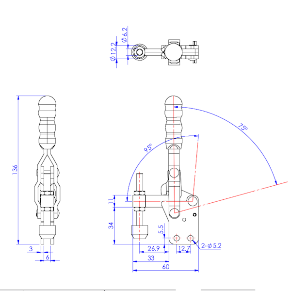 Dociskacz pionowy 150 kg - STAL CYNKOWANA