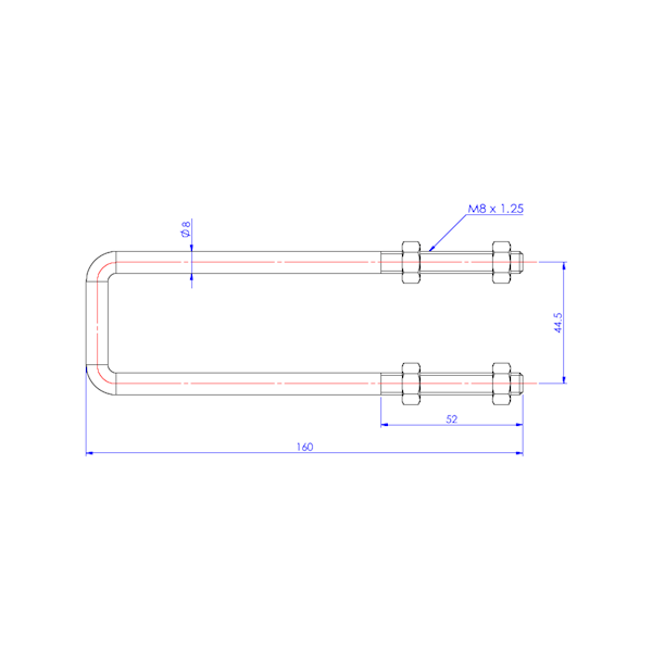 Pałąk M8x160mm - STAL NIERDZEWNA