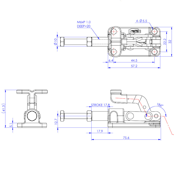 Dociskacz suwakowy  250 kg - STAL CYNKOWANA