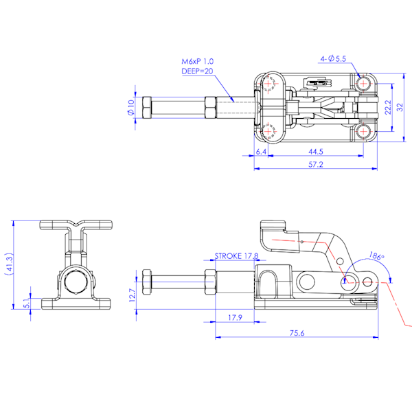 Dociskacz suwakowy  250 kg - STAL NIERDZEWNA