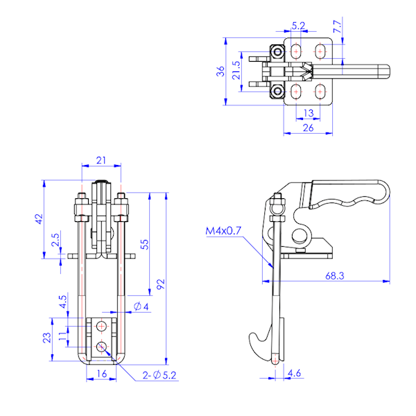Zapięcia pionowe 200 kg - STAL CYNKOWANA