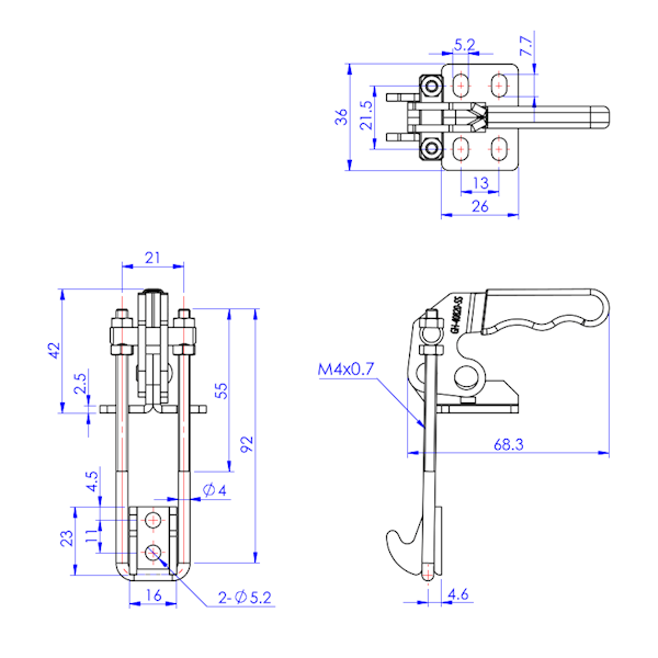 Zapięcia pionowe 200 kg - STAL NIERDZEWNA