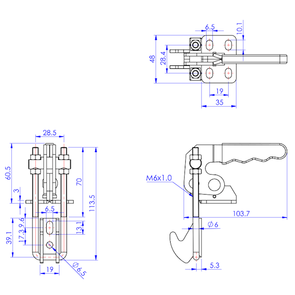 Zapięcia pionowe 400 kg - STAL CYNKOWANA
