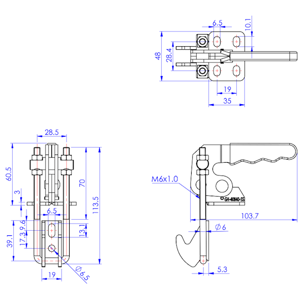 Zapięcia pionowe 400 kg - STAL NIERDZEWNA