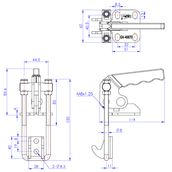 Zapięcia pionowe 700 kg - STAL CYNKOWANA