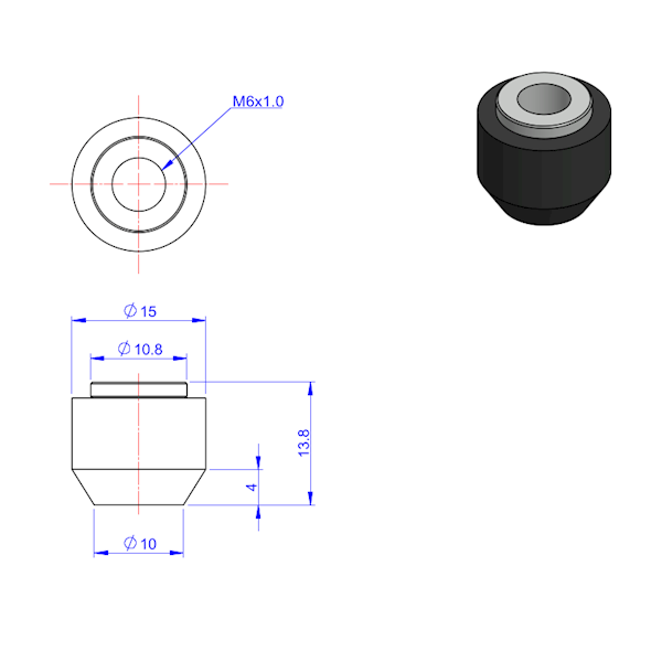 Nakładka neoprenowa z gwintem wewnętrznym M6