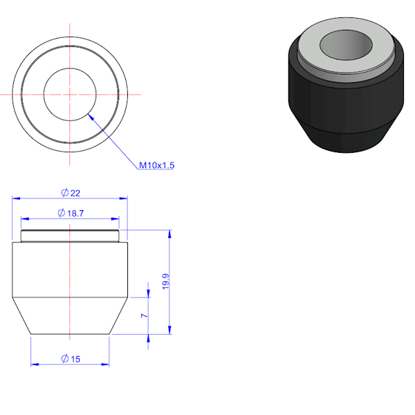 Nakładka neoprenowa z gwintem wewnętrznym M10