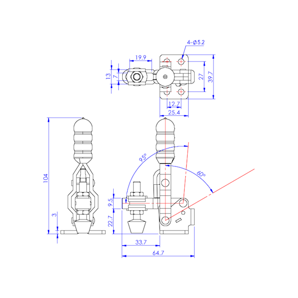 Dociskacz pionowy  91 kg - STAL CYNKOWANA