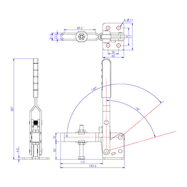 Dociskacz podwójny pionowy 152 kg - STAL CYNKOWANA