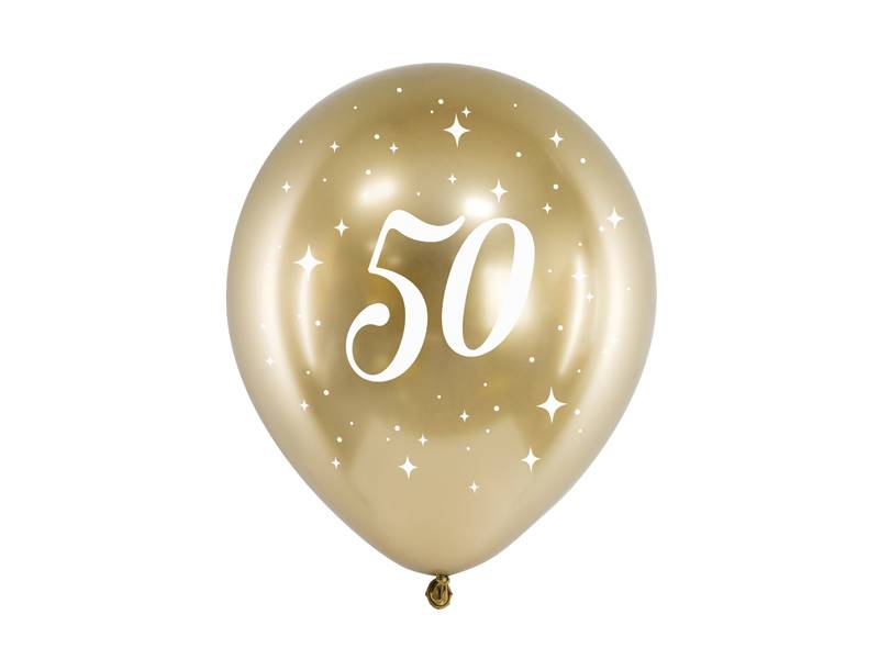 Balony z nadrukiem Glossy "50" 6szt CHB14-1-50-019-6